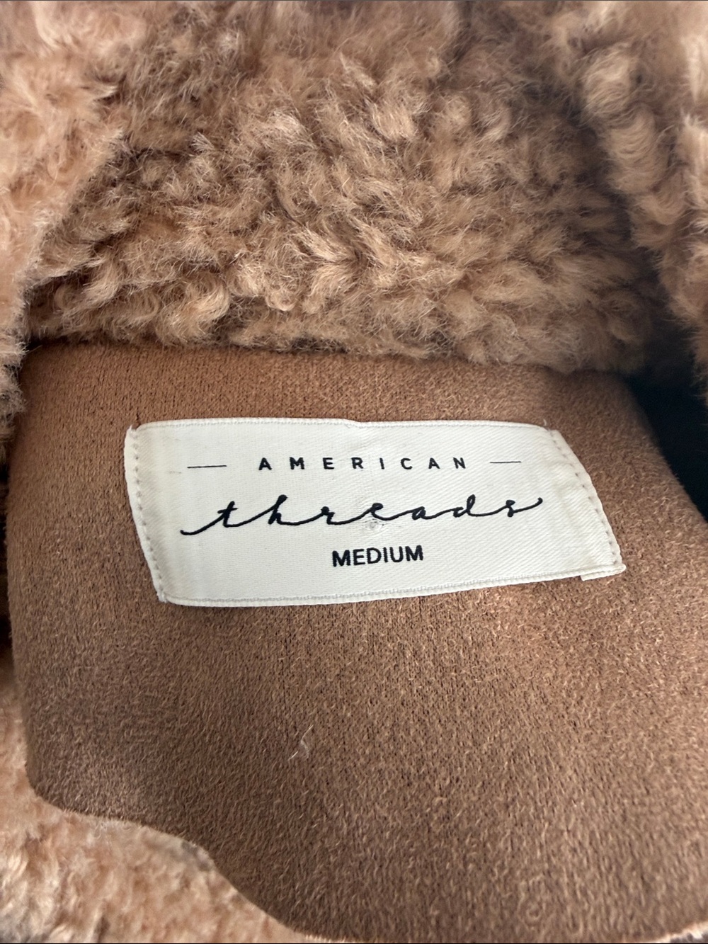 American Threads Faux Shearling Coat in Camel Brown - Picture 2 of 5